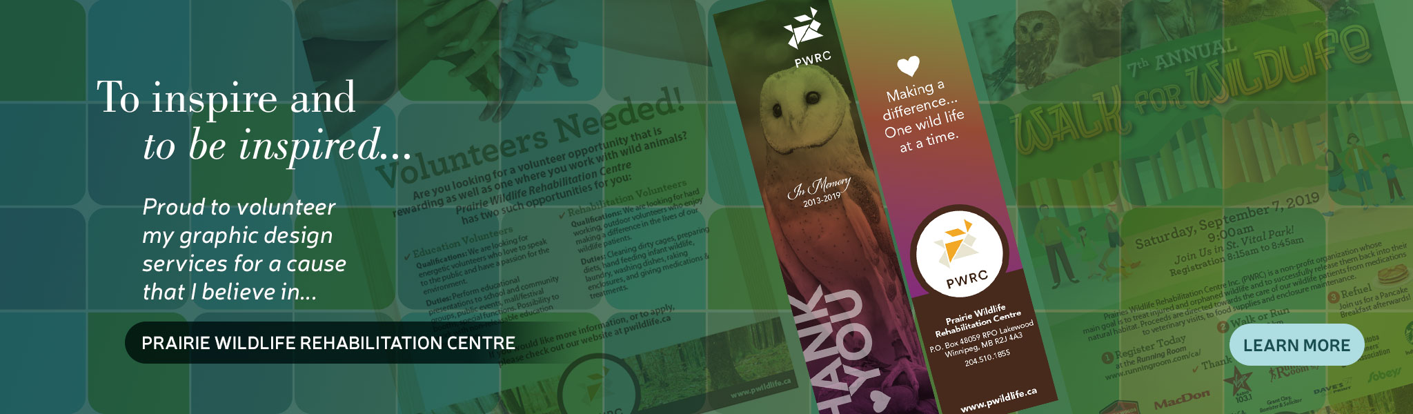 Prairie Wildlife Rehabilitation Centre - Proud to volunteer my graphic design services for a cause that I believe in - LEARN MORE